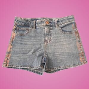 Girl's Size XL 14/16 CAT & JACK Blue Jean Shorts with Bronze Side Seam Design